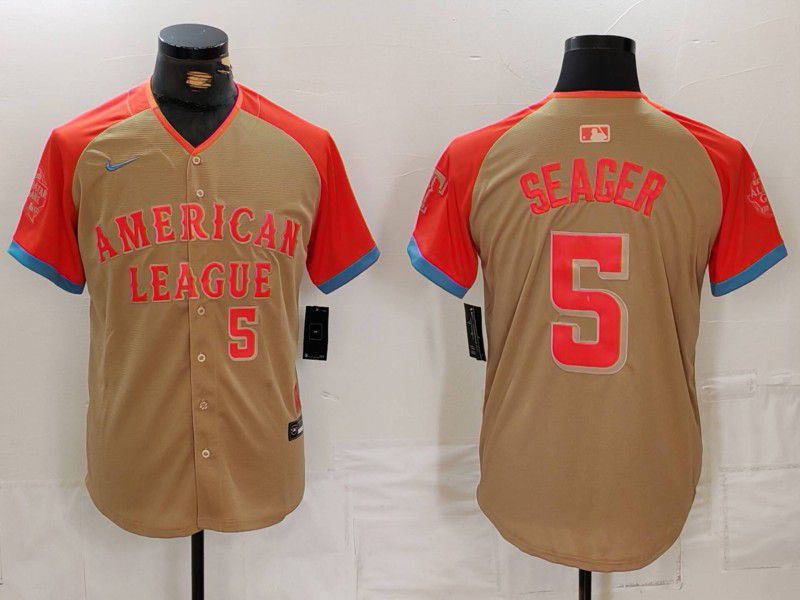 Men Texas Rangers #5 Seager Orange All star 2024 Nike MLB Jersey style 5